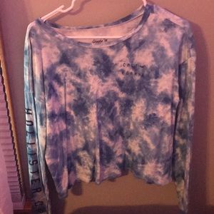 tie dye blue long sleeve tee